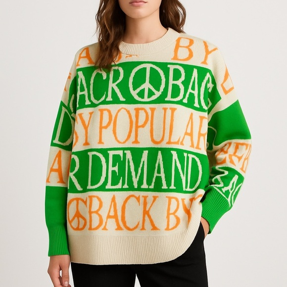 Quicksilver Originals Jacquard Sweater Peace Back By Popular Demand Size L - Picture 1 of 16